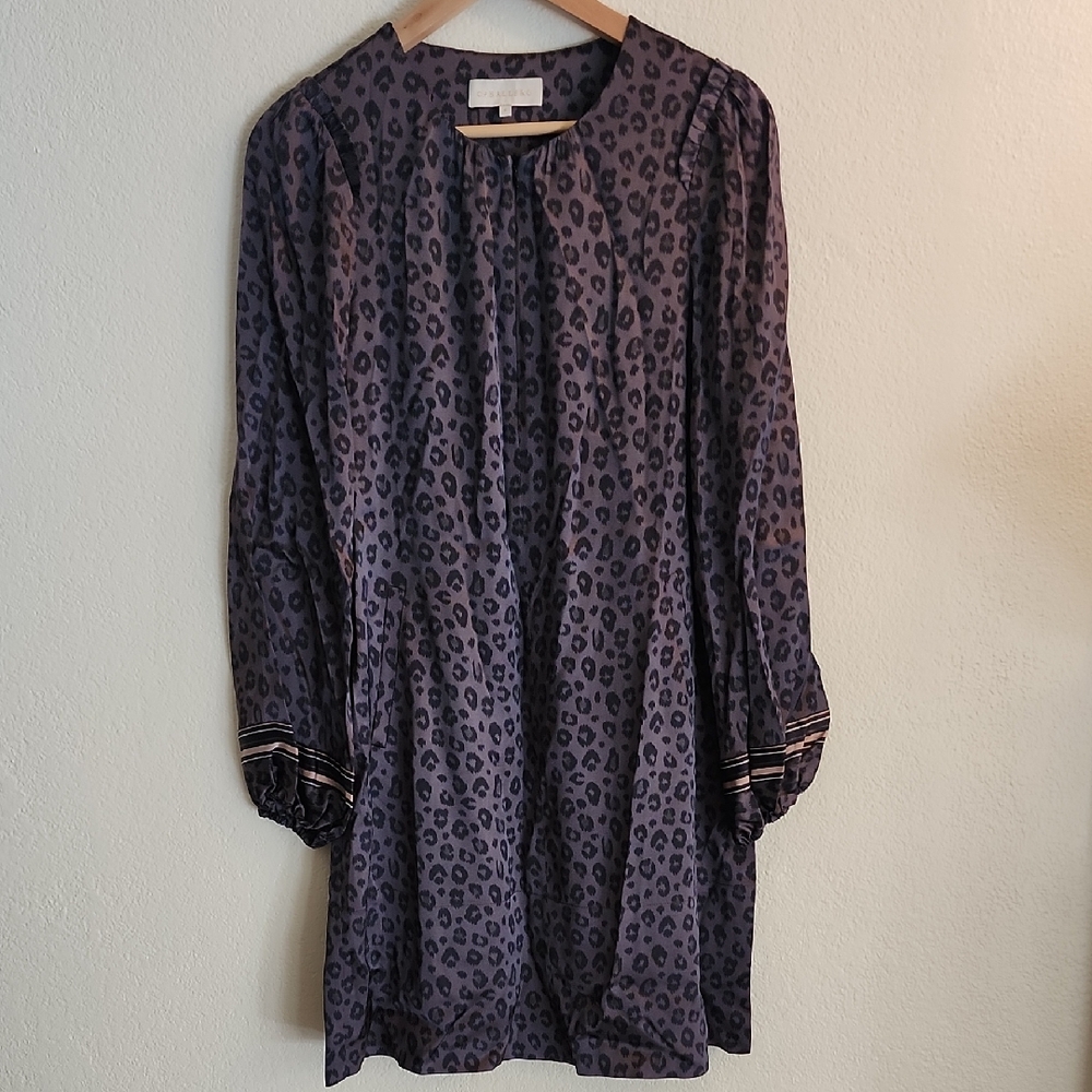 Elegant Animal Print Long Sleeve Dress